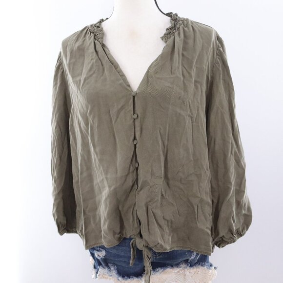 WHBM | Olive Green Long Sleeve Top XL - Picture 2 of 6